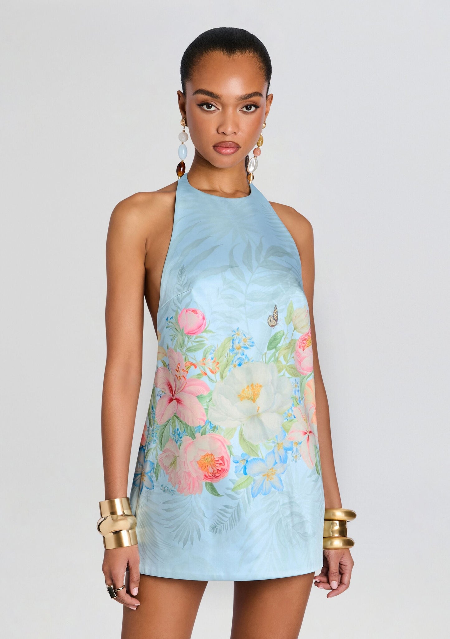 Bleu Fleur Tropicale Margot Crepe Midi Dress