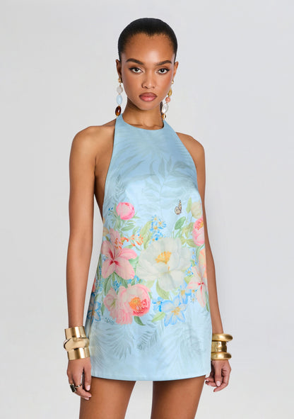 Bleu Fleur Tropicale Margot Crepe Midi Dress