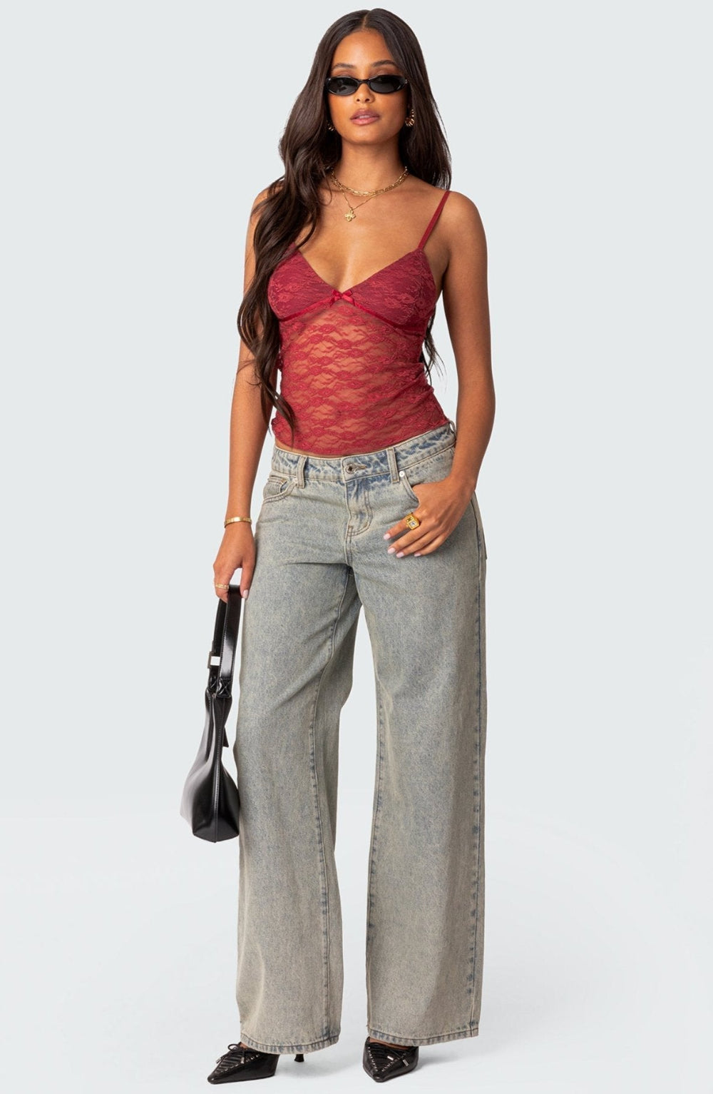 Azlee Tops AZALEA SHEER LACE TOP