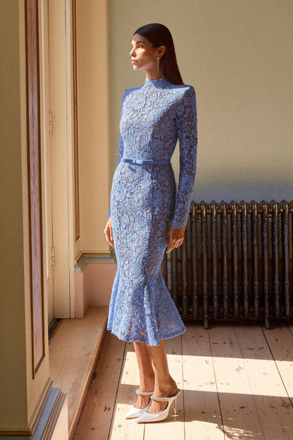 Juliette Silk Crepe Dress in Periwinkle
