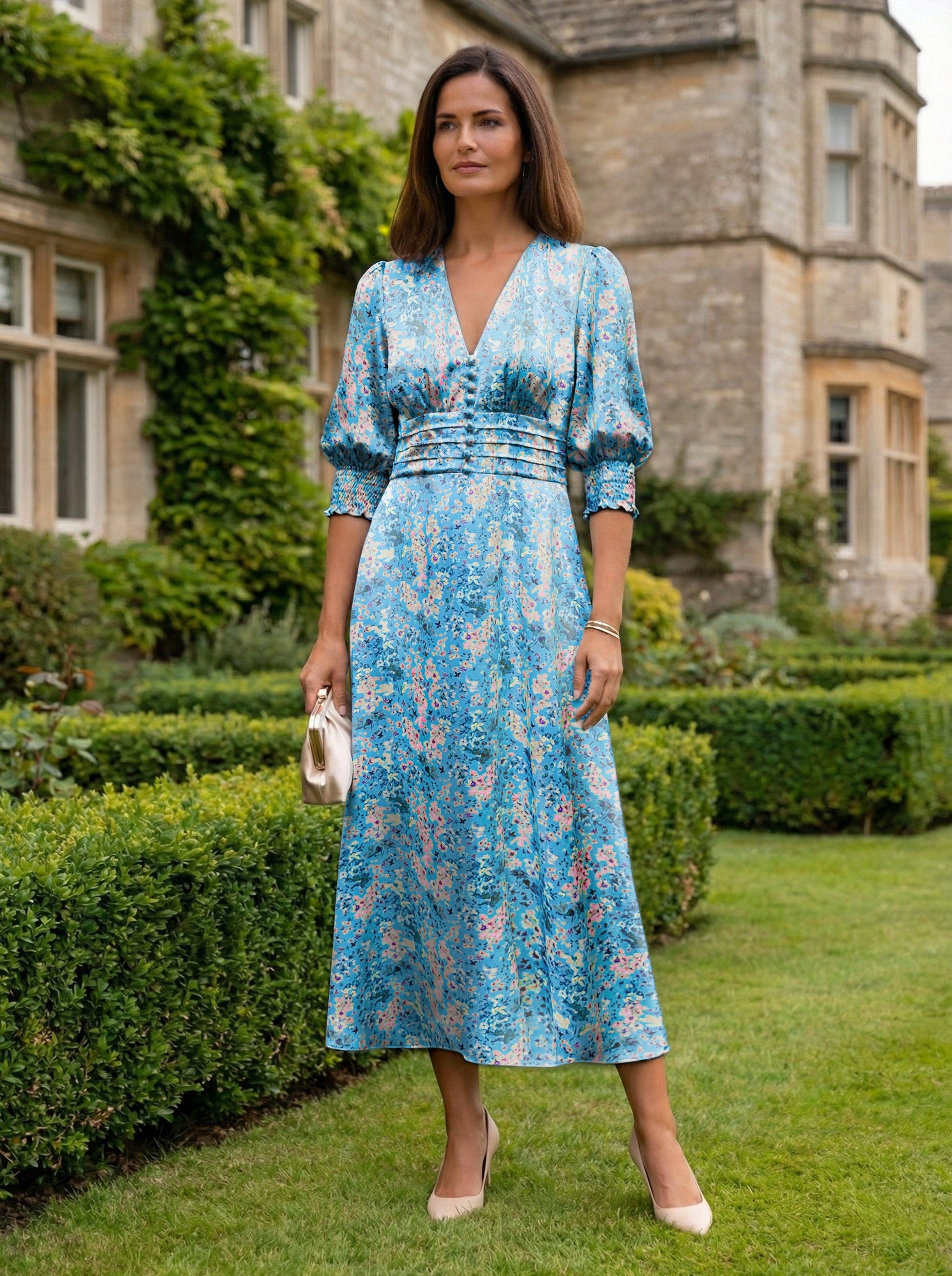 Ella Silk Charmeuse Midi Dress