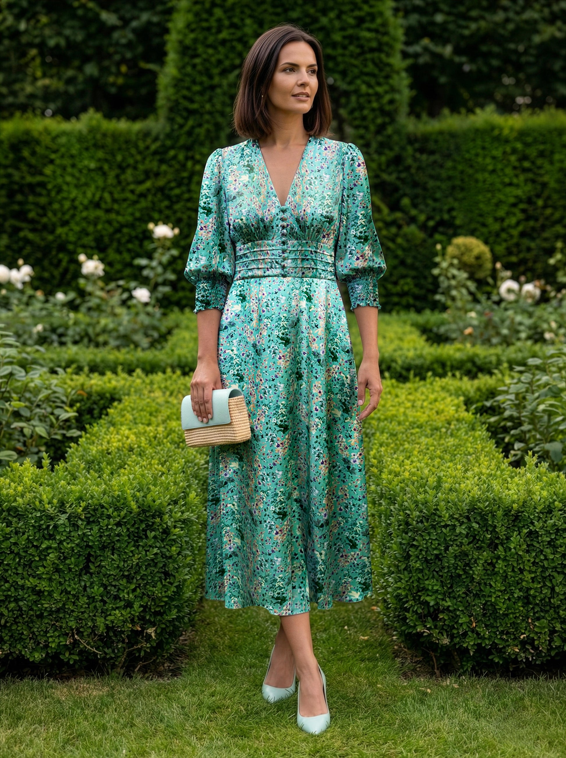 Ella Silk Charmeuse Midi Dress