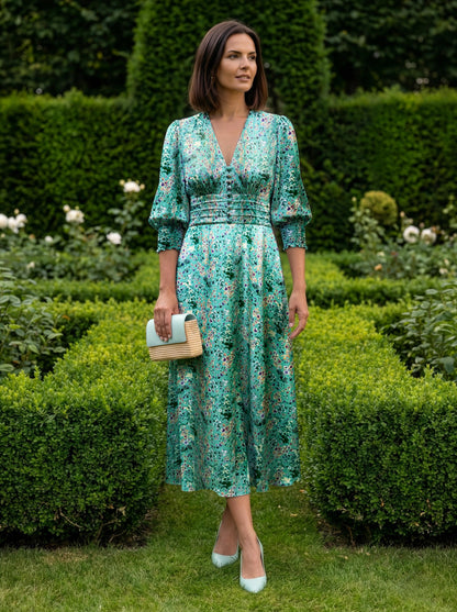 Ella Silk Charmeuse Midi Dress