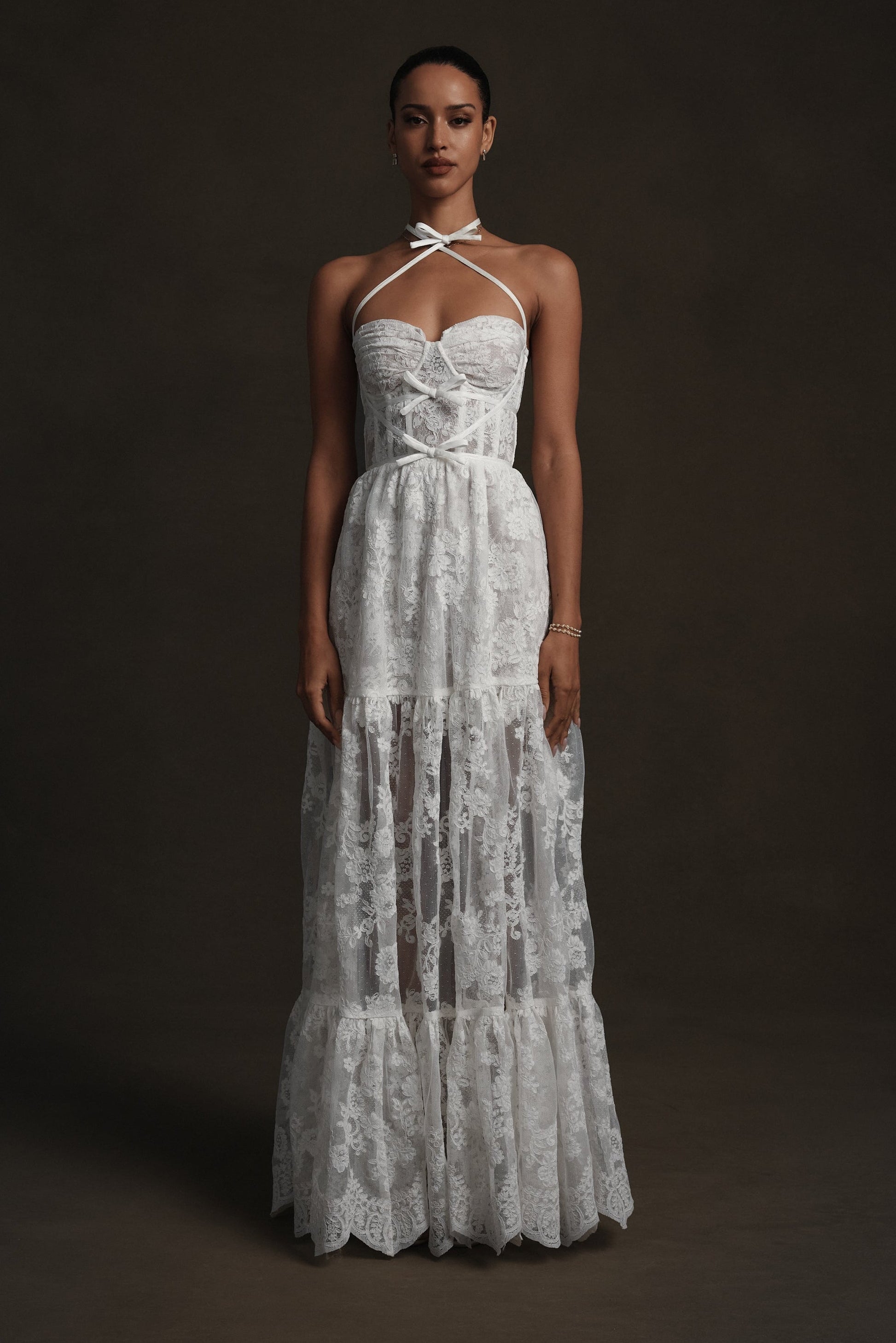 White Chantilly Lace Eloise Chantilly Lace Dress