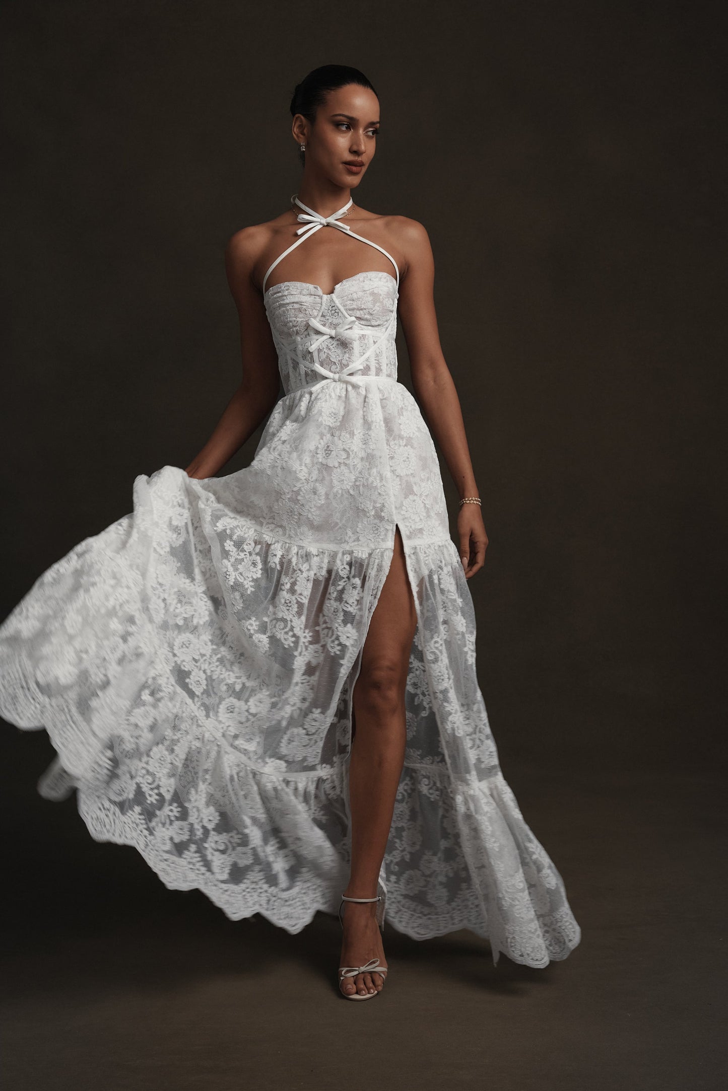 White Chantilly Lace Eloise Chantilly Lace Dress