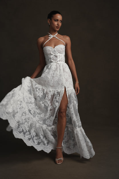 White Chantilly Lace Eloise Chantilly Lace Dress