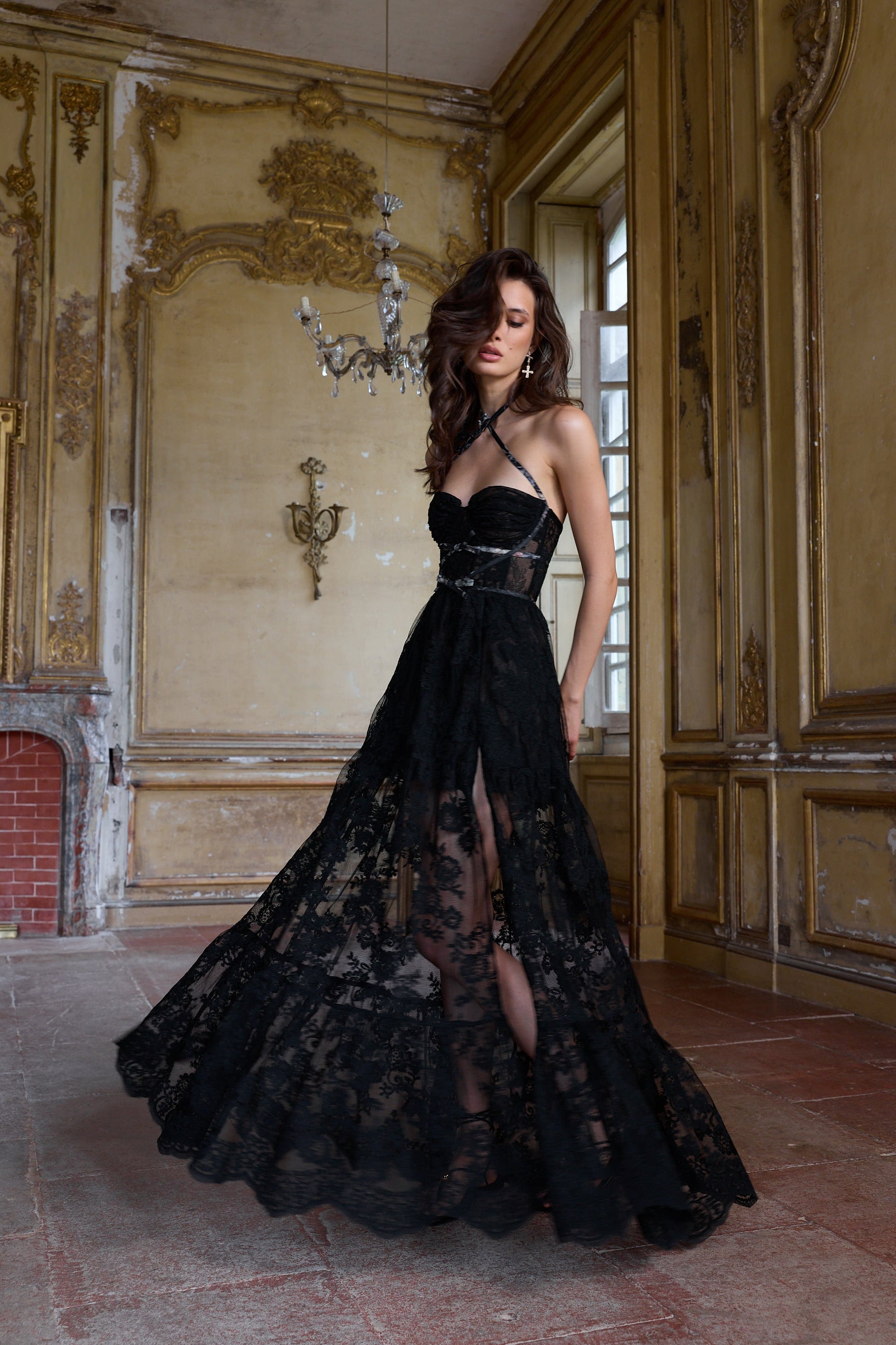 Black Chantilly Lace Eloise Chantilly Lace Dress