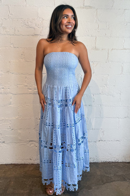 White Evelyn Eyelet Maxi Dress