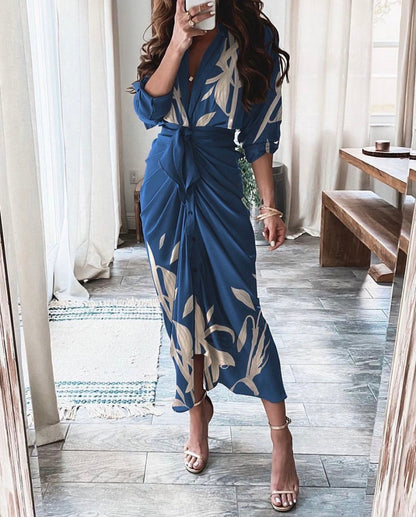 04 Blue Striped KAMILA BUTTONED DRESS - Khaki / M