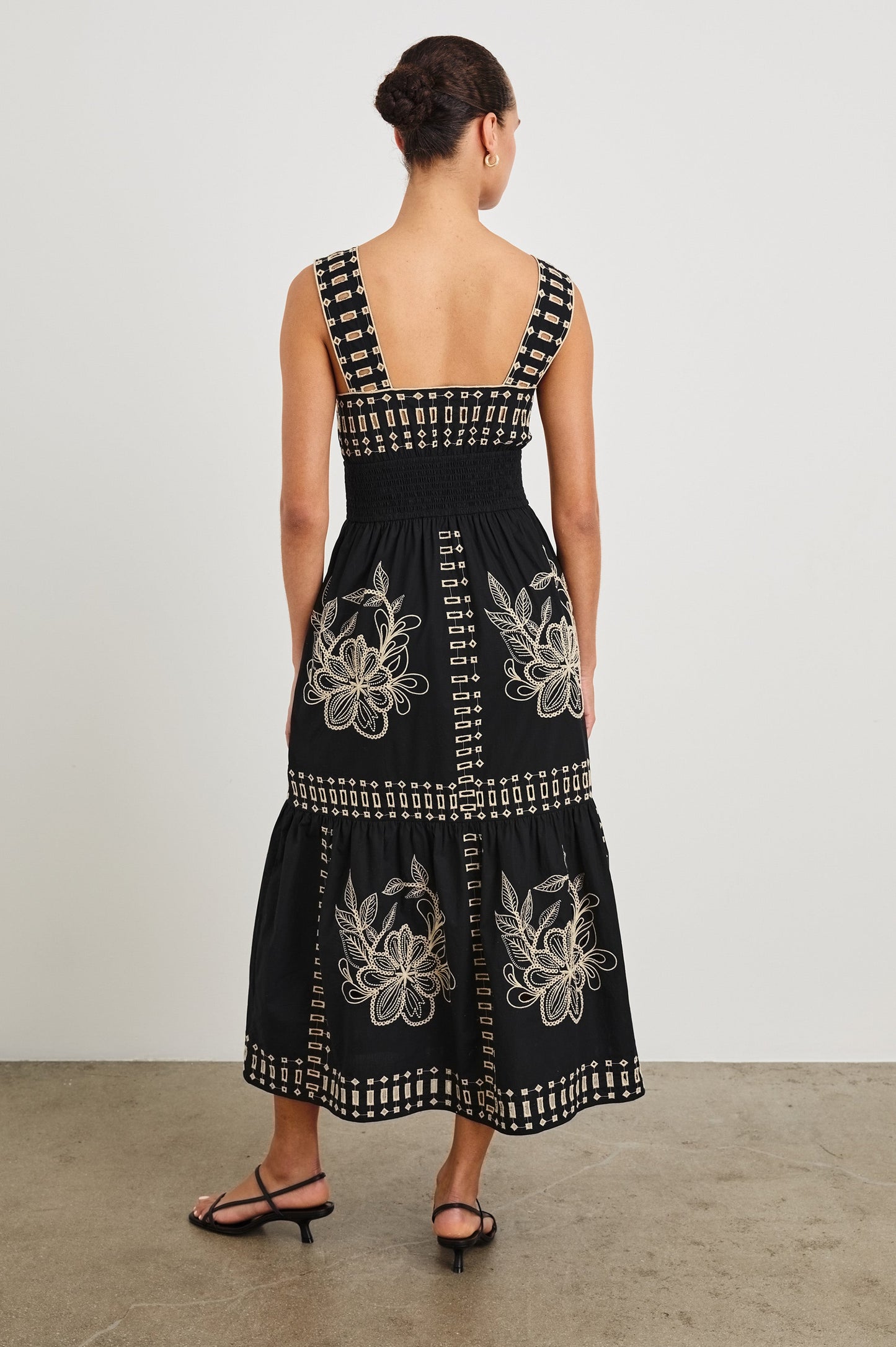 BLACK TAN EMBROIDERY Fawn Island Green Silk Slip Dress