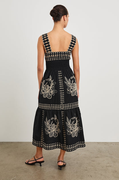 BLACK TAN EMBROIDERY Fawn Island Green Silk Slip Dress