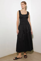 Adelaide Woven Midi Dress in Black
