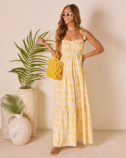 Pink Floral Arabella Tiered Floral Maxi Dress