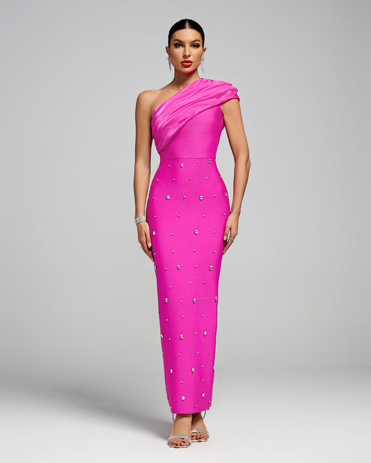 Embellished Bandage Dress Margot One-Shoulder Crystal Bandage Dress