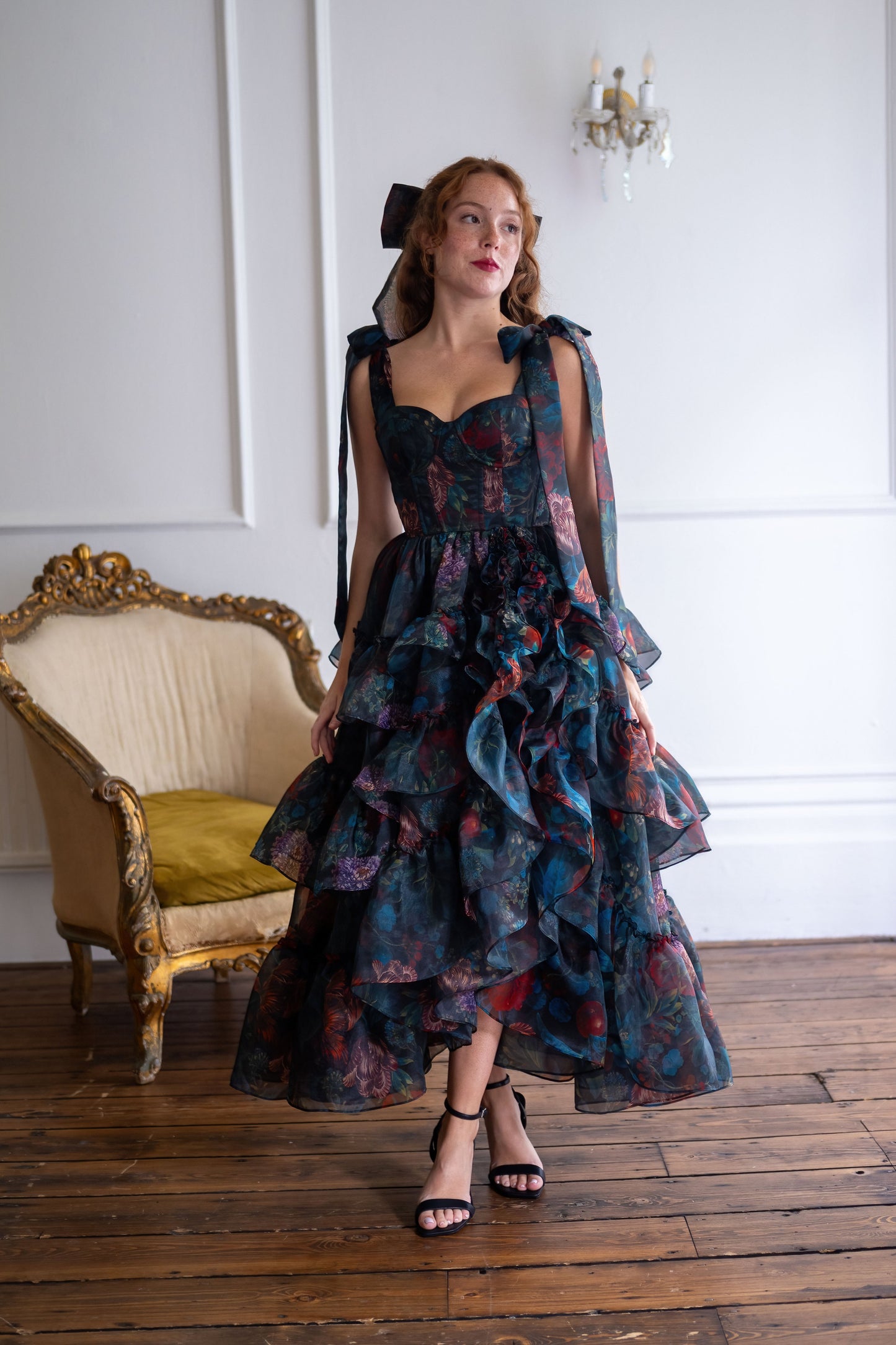 Black Muse Crepe Midi Dress in Black