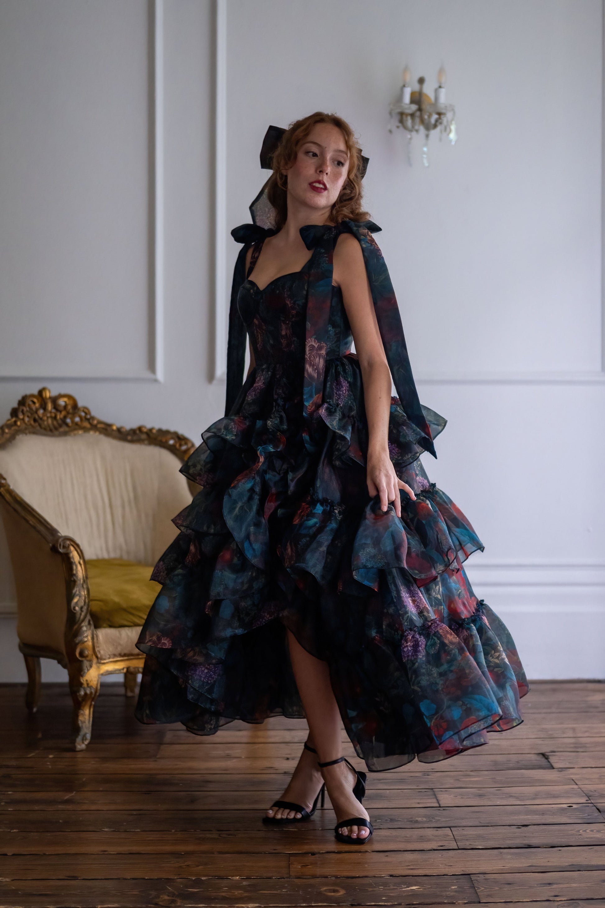 Black Muse Crepe Midi Dress in Black