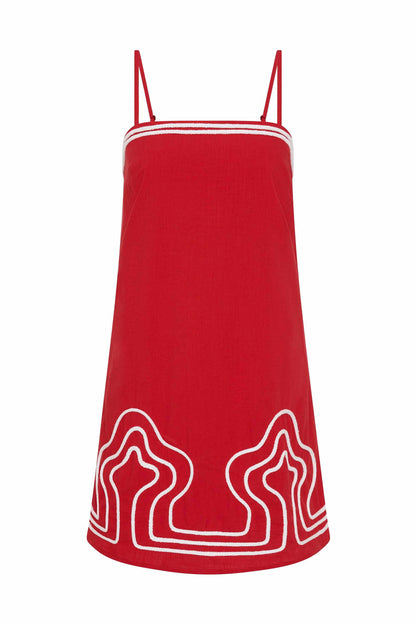 Rosso Clara Linen Midi Dress