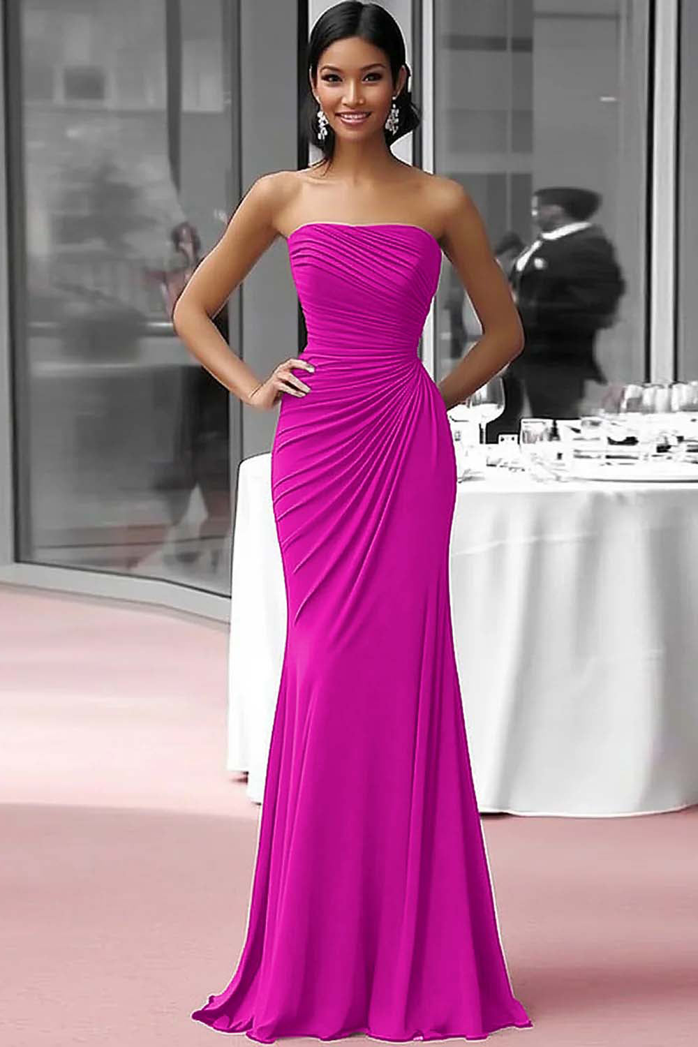 Dusty Blue Arabella Coffee Jersey Gala Dress