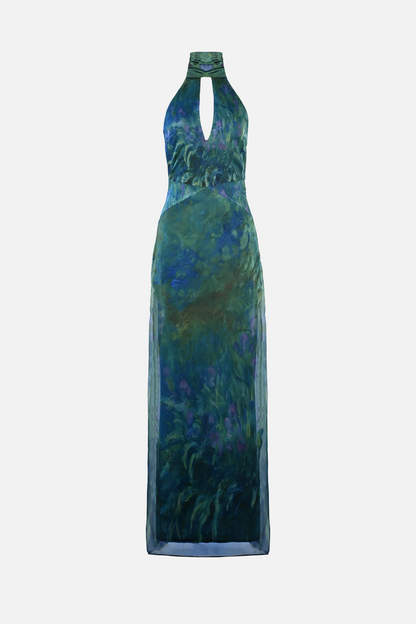 Irises Margot Silk Iris Print Midi Dress
