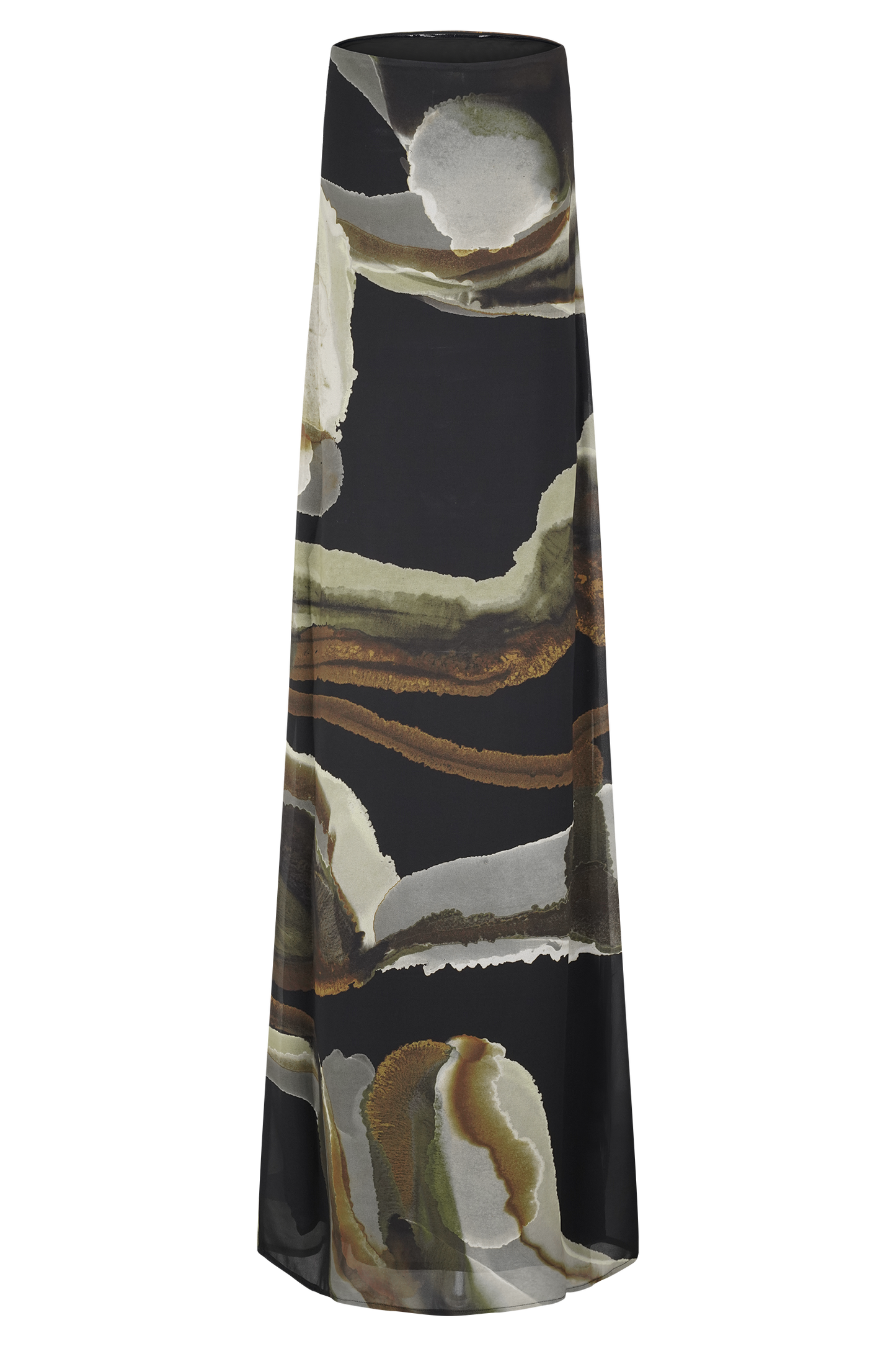 Green Fluid Reverie Print Amaya Strapless Chiffon Maxi Dress