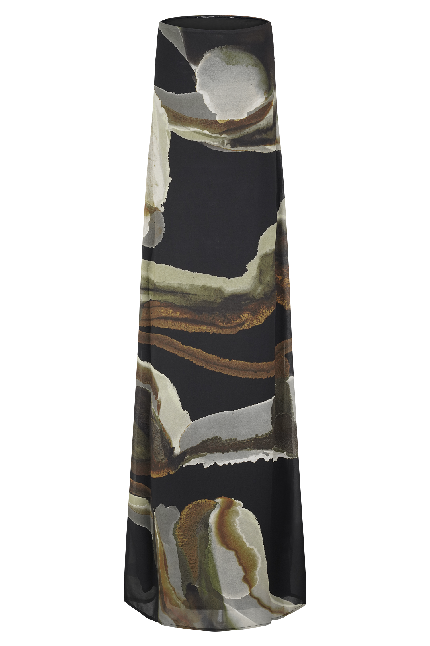 Green Fluid Reverie Print Amaya Strapless Chiffon Maxi Dress