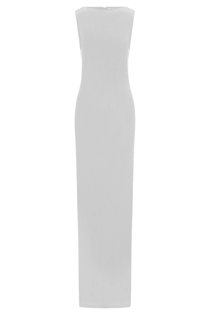 Silver Magnolia Diamante Sleeveless Maxi Dress in Chocolate