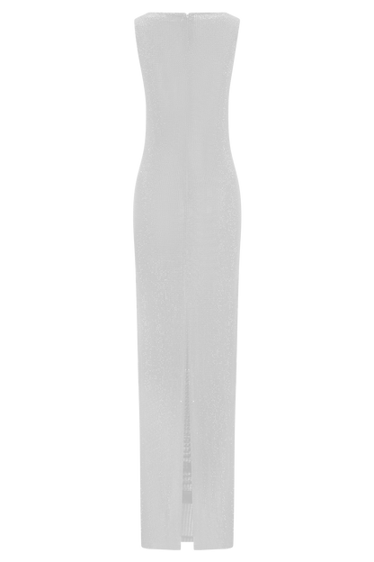 Silver Magnolia Diamante Sleeveless Maxi Dress in Chocolate
