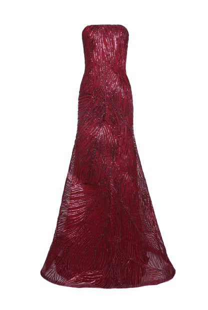 Pink Margot Raffia Strapless Gown