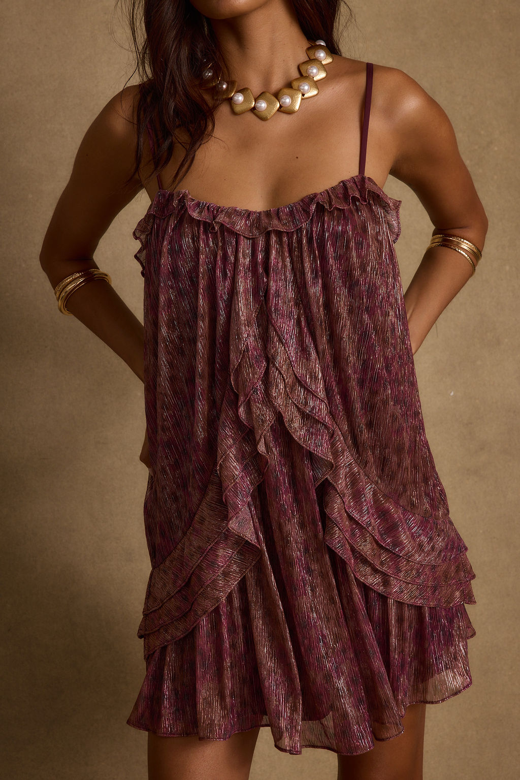 Margot Ruffle Mini Dress in Raspberry