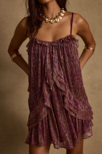 Margot Ruffle Mini Dress in Raspberry