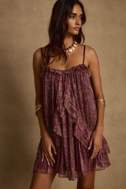 Margot Ruffle Mini Dress in Raspberry