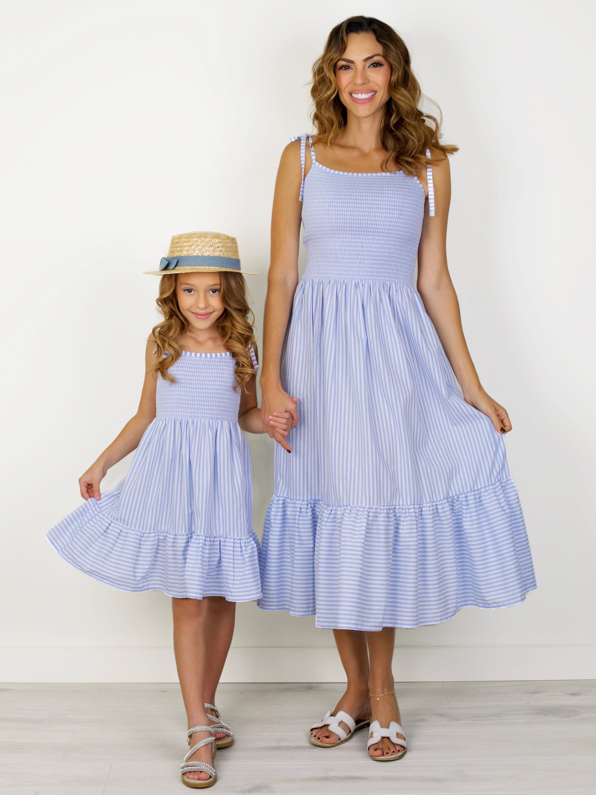 Blue Margot Smocked Midi Dress in Ocean Breeze