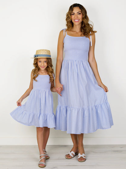 Blue Margot Smocked Midi Dress in Ocean Breeze