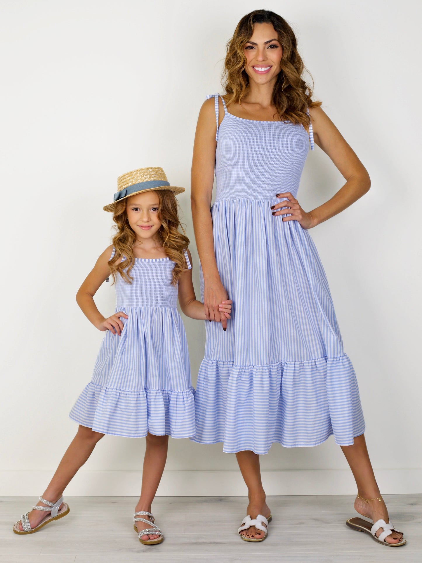 Blue Margot Smocked Midi Dress in Ocean Breeze