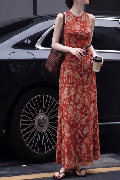 Cut Vintage Floral Maxi Dress Margot Mulberry Silk Floral Maxi Dress
