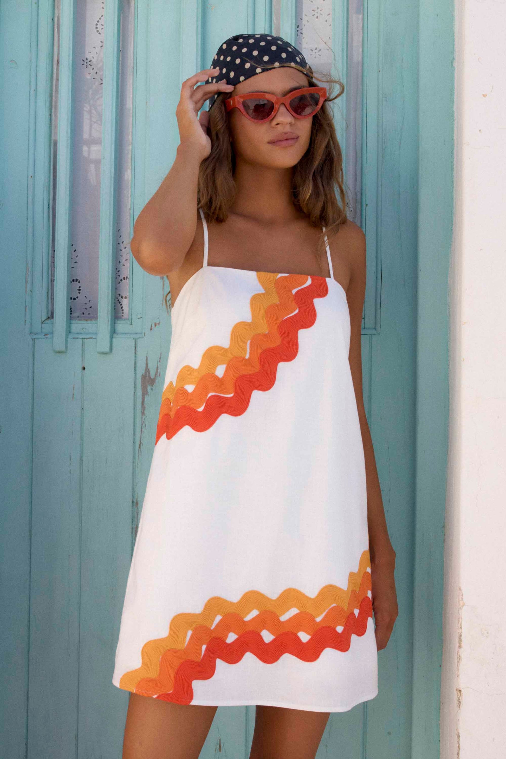 Sunburst Ric Rac Clara Linen Midi Dress