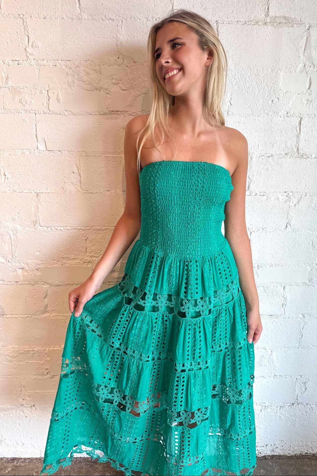 Navy Evelyn Eyelet Maxi Dress