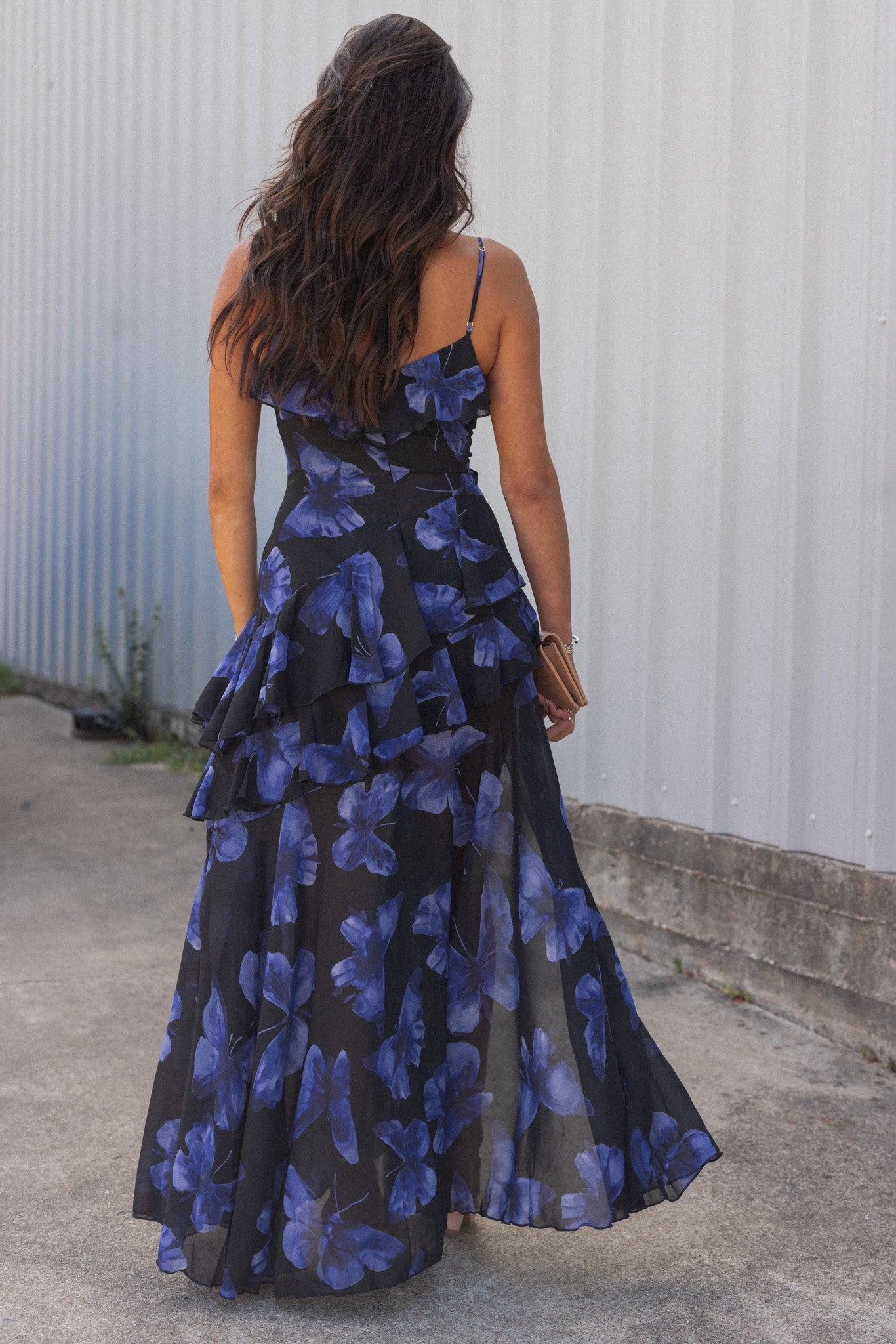 Celeste Butterfly Chiffon Maxi Dress