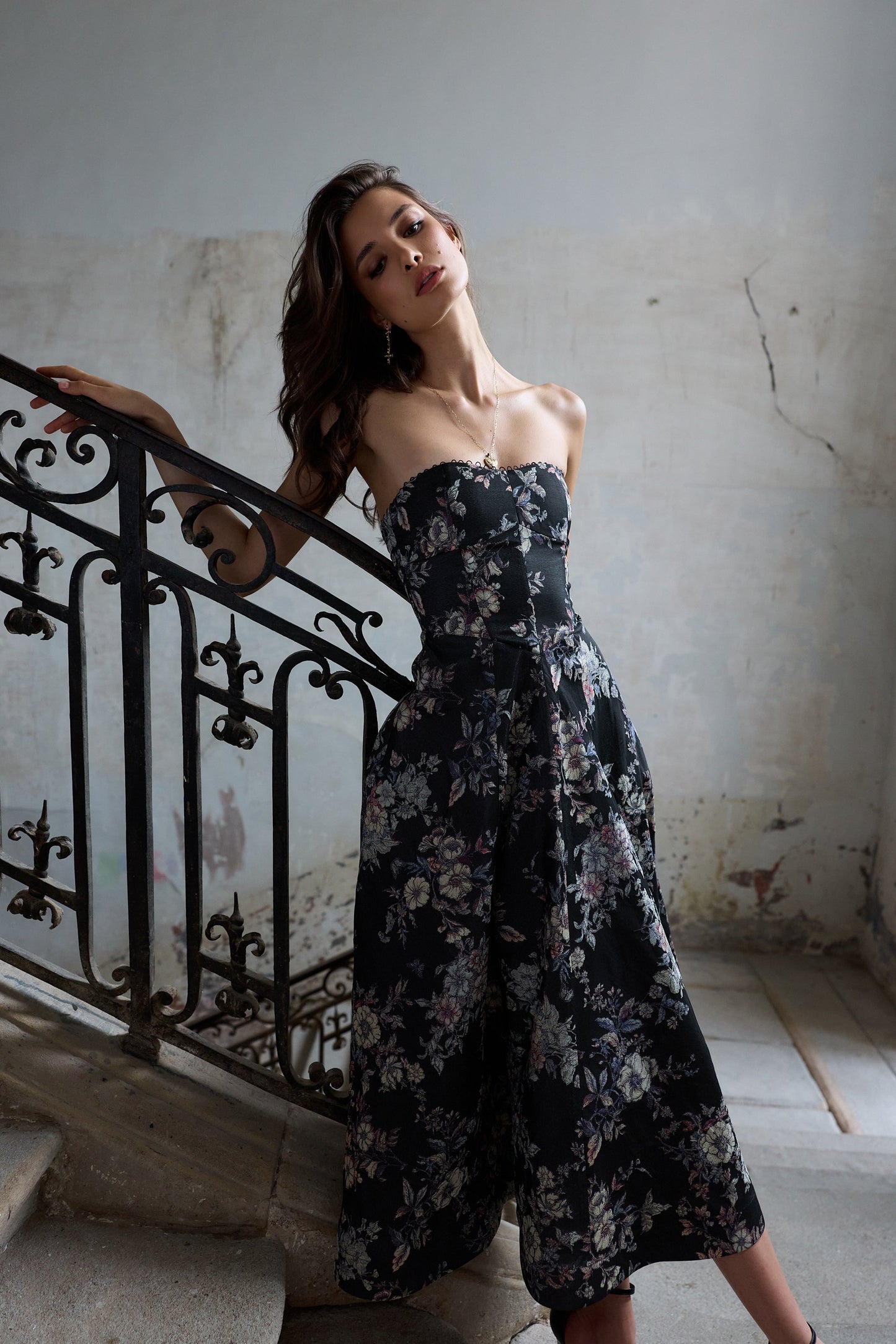 Black Lilibet Brocade Hazel Brocade Midi Dress in Light Blue