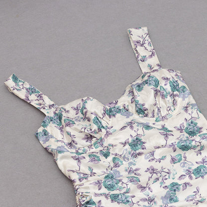 White Purple Vivienne Bodycon Mini Dress