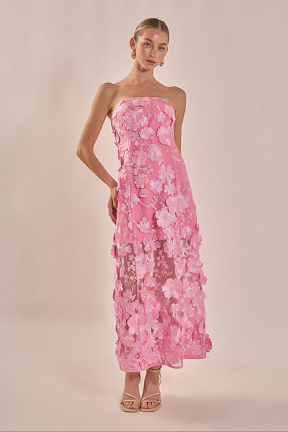 ICY BLUE Margot Floral Embroidered Maxi Dress