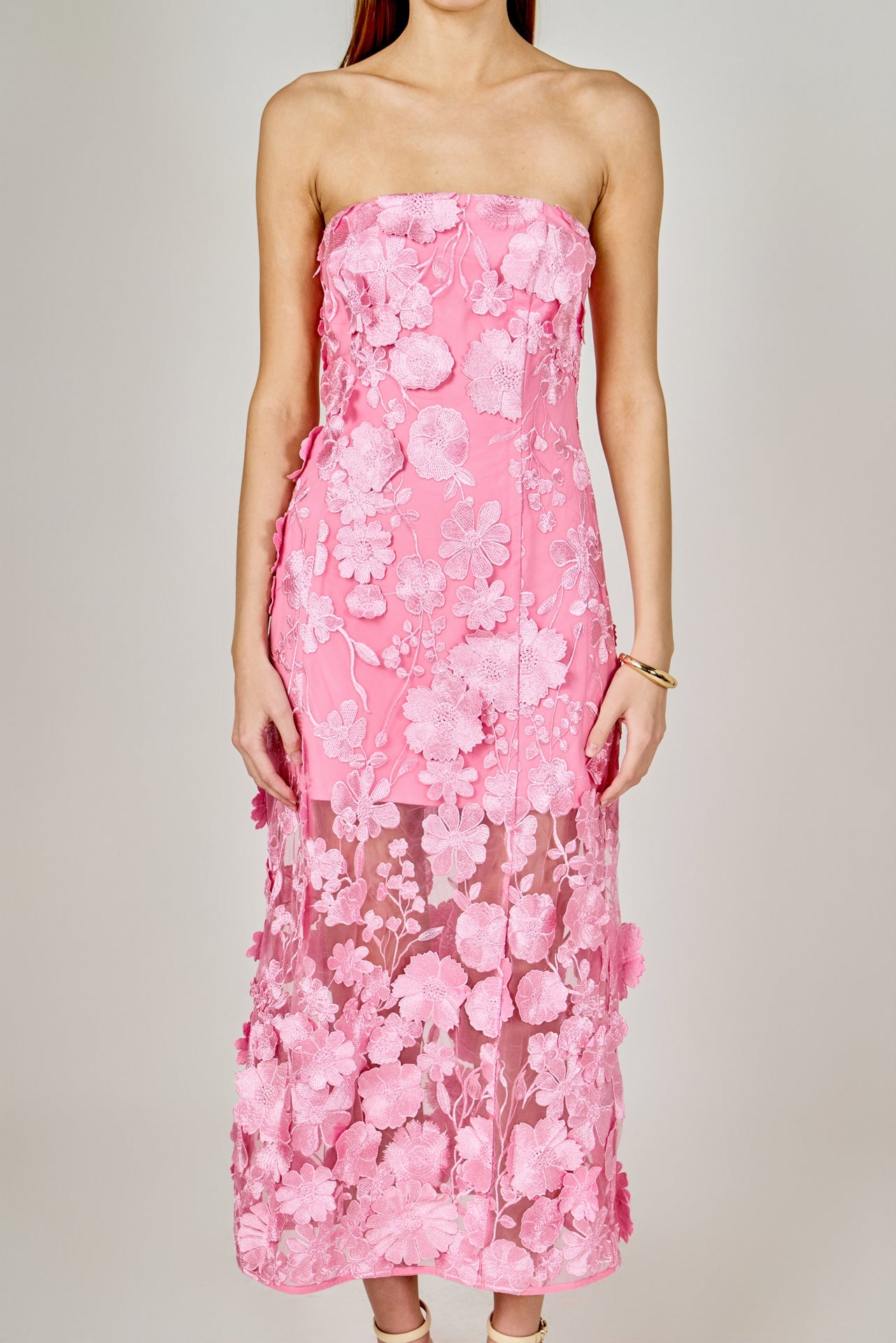 PEONY PINK Margot Floral Embroidered Maxi Dress