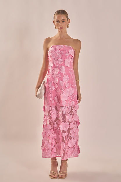 PEONY PINK Margot Floral Embroidered Maxi Dress