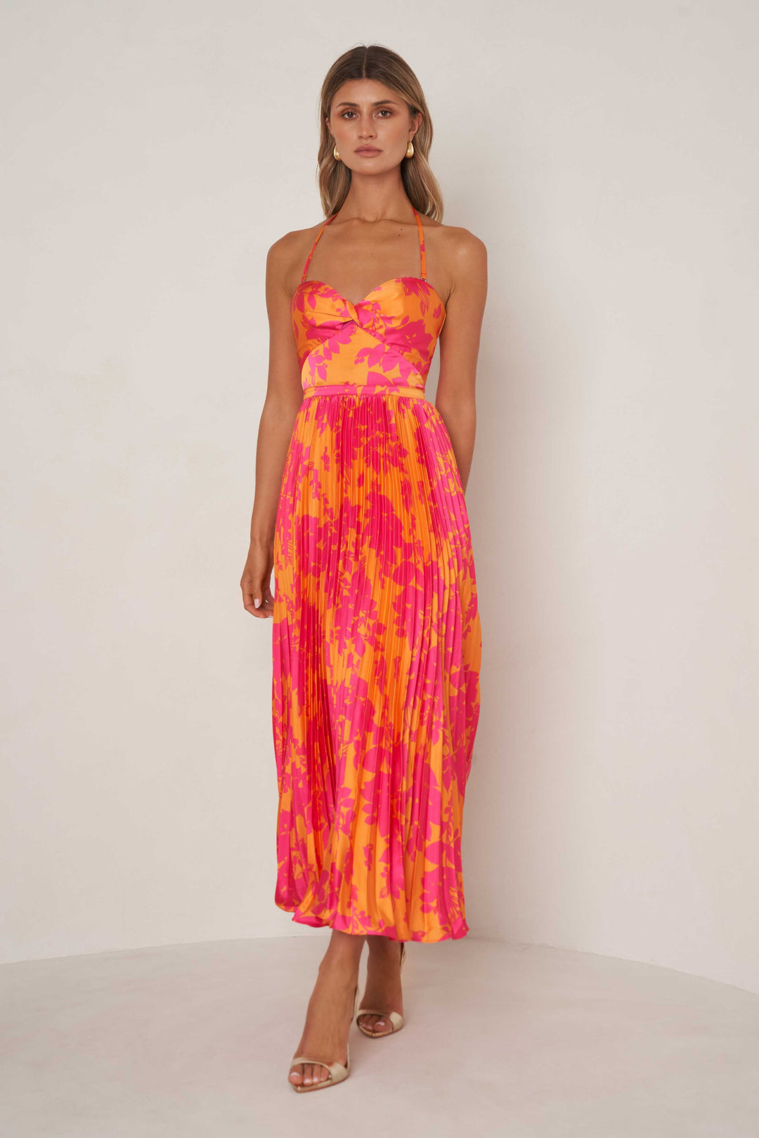Floral Print Hailey Linen Shift Dress in Palm Green