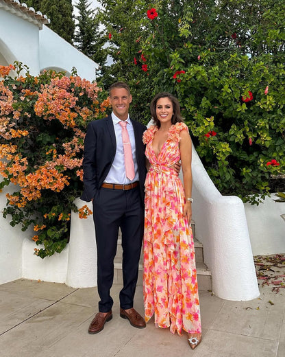 Orange Maeve Floral Cutout Maxi Dress