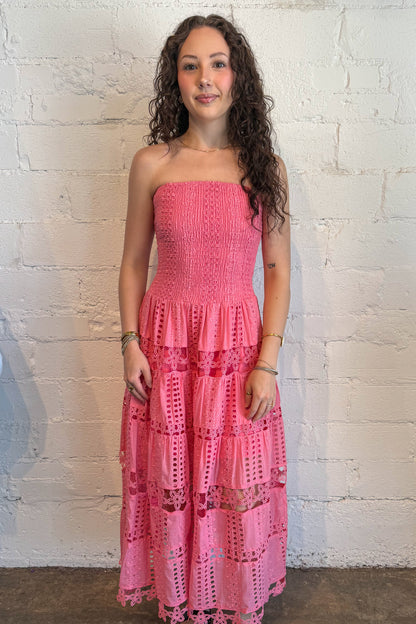 Light Pink Evelyn Eyelet Maxi Dress