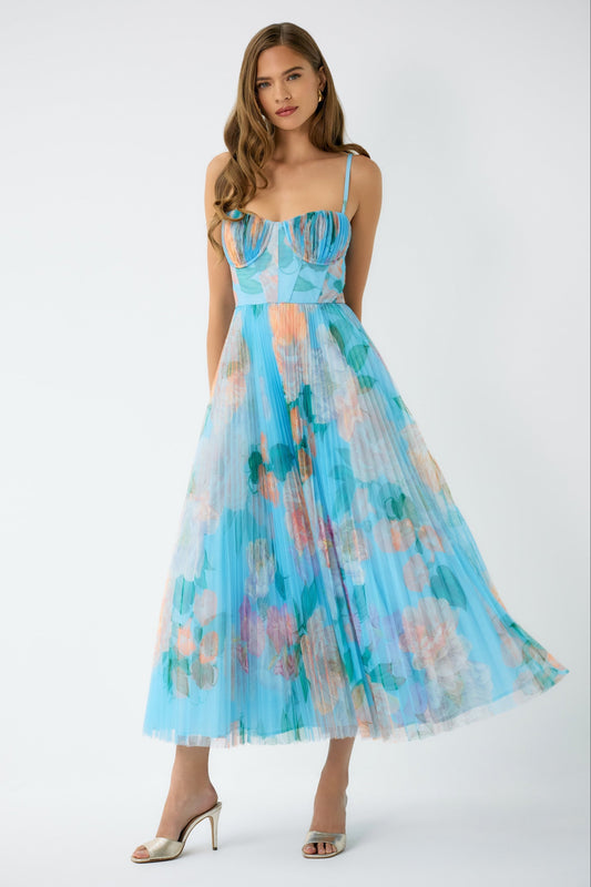 Sky/Multi Sandwashed Floral Amara Sandwashed Floral Gown