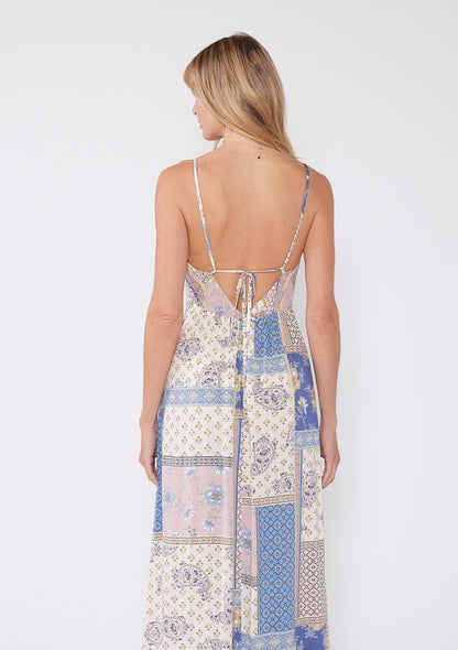 Ivory/Lilac Margot Patchwork Maxi Dress
