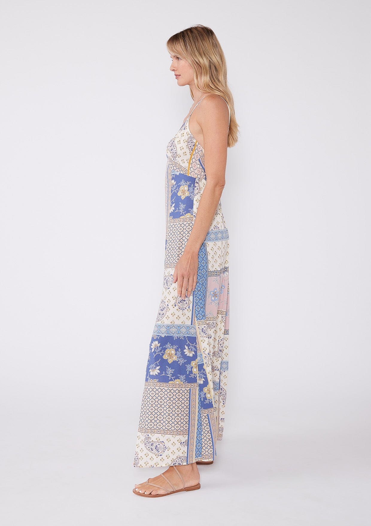 Ivory/Lilac Margot Patchwork Maxi Dress