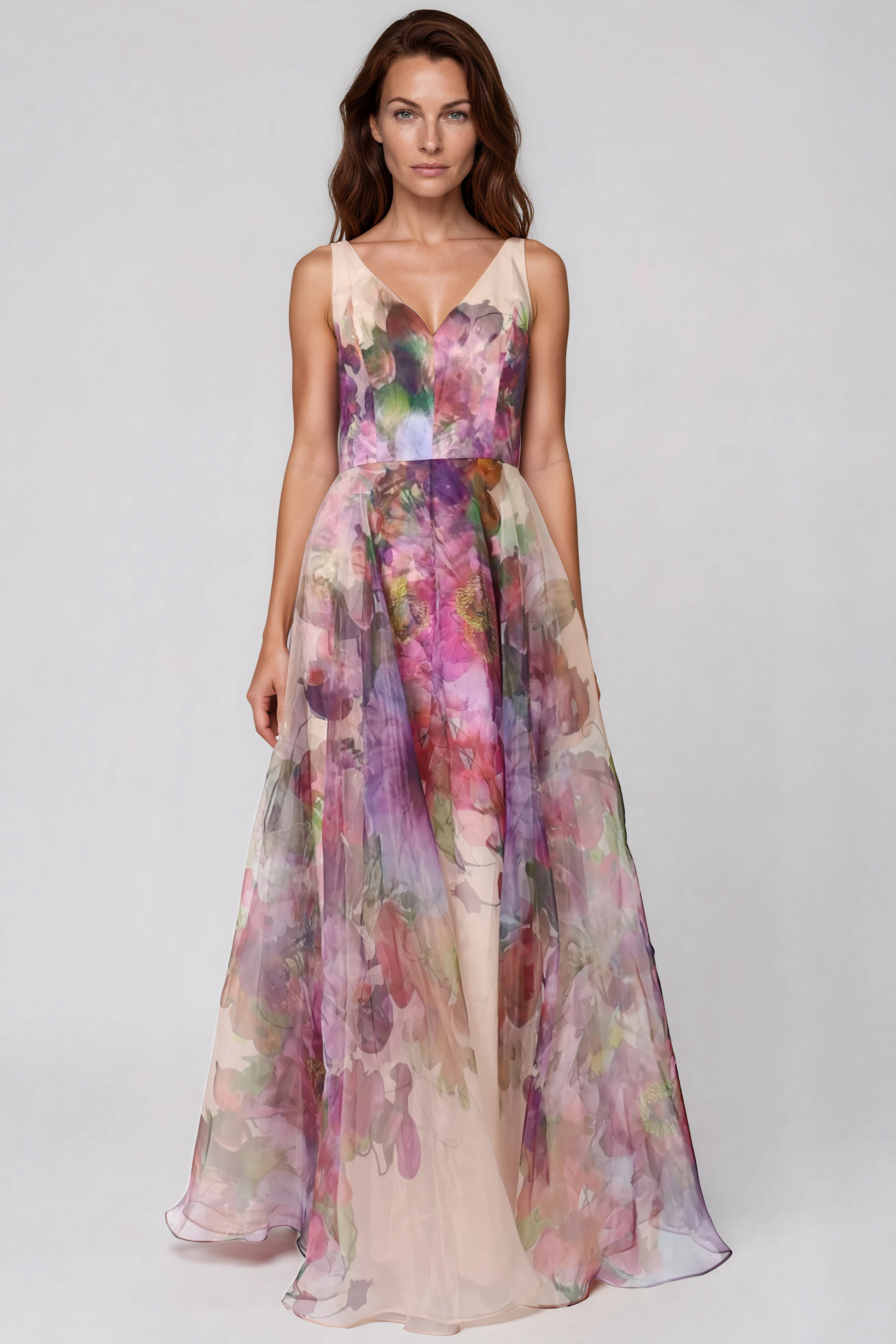 Neck Floral Print Organza Gown Arabella Organza Gown